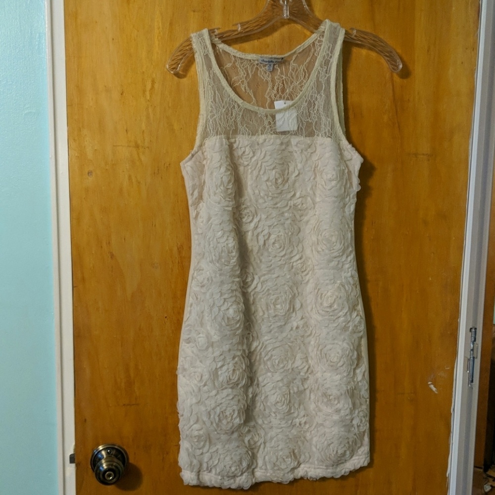 Ivory lace and flower detail dress